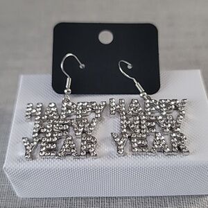 Sparkling Rhinestone Happy New Year Earrings